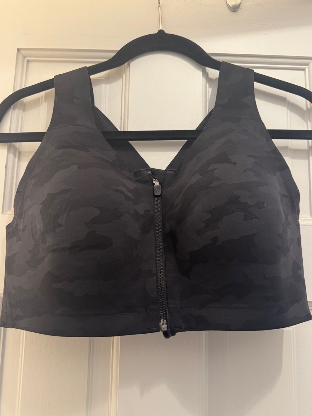 Lululemon Black Camo Front-Zip Sports Bra